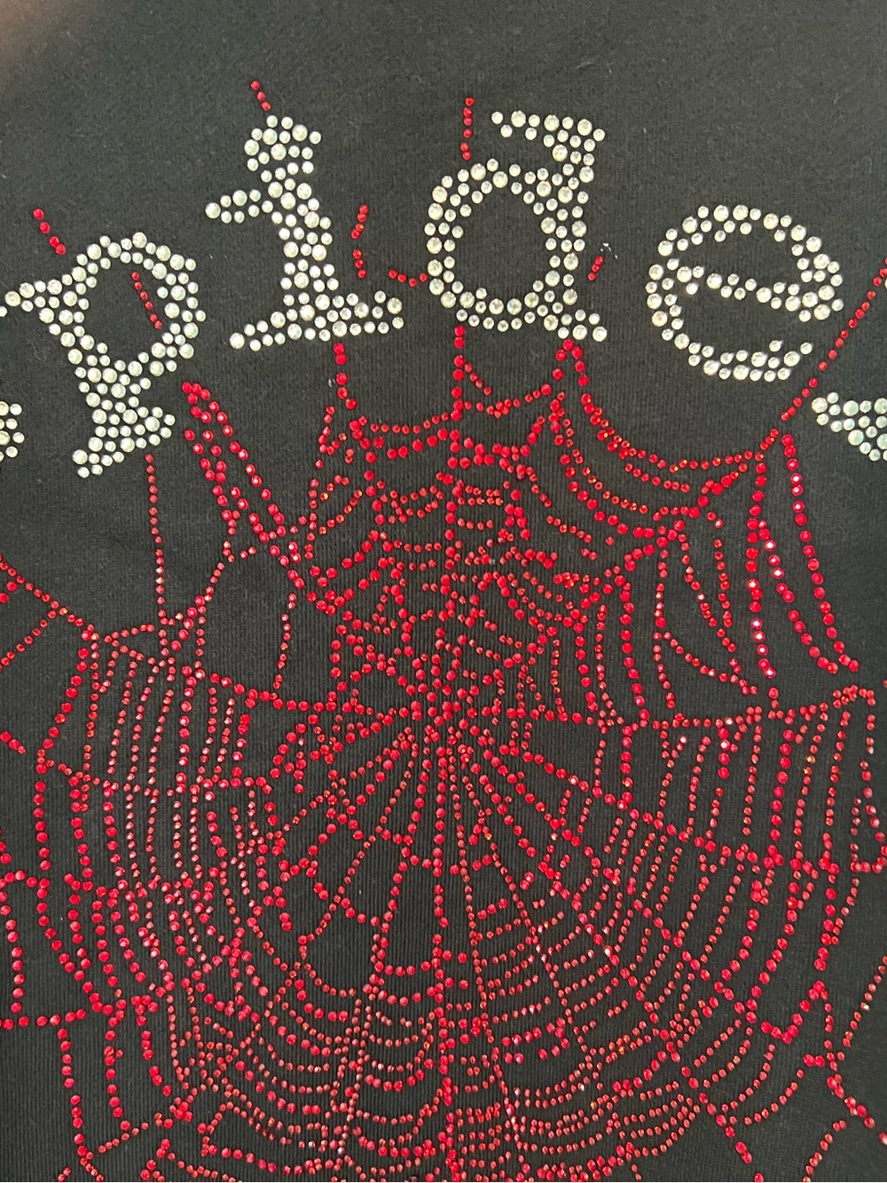 Spyder Black Hoodie with Red Rhinestone Spiderweb - Picture 3 of 5